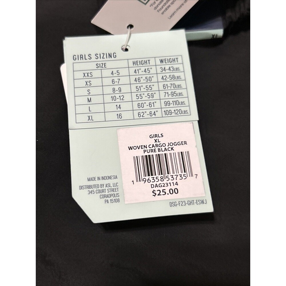 DSG Girls Black Jogger Size XL(16), High-Rise, Relaxed Fit, Full Length, Pockets - Picture 9 of 9